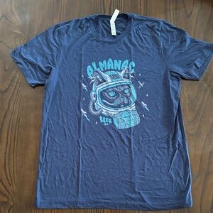 Almanac Beer Co. Brewing Alameda California Navy Graphic T-Shirt. Size Large.